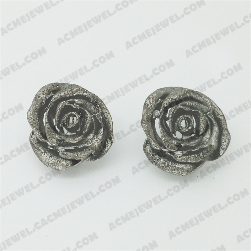 Earrings Silver sand / shiny 2-Tone(Rose Gold  plating (sand fininshing )/Rhodium plating )