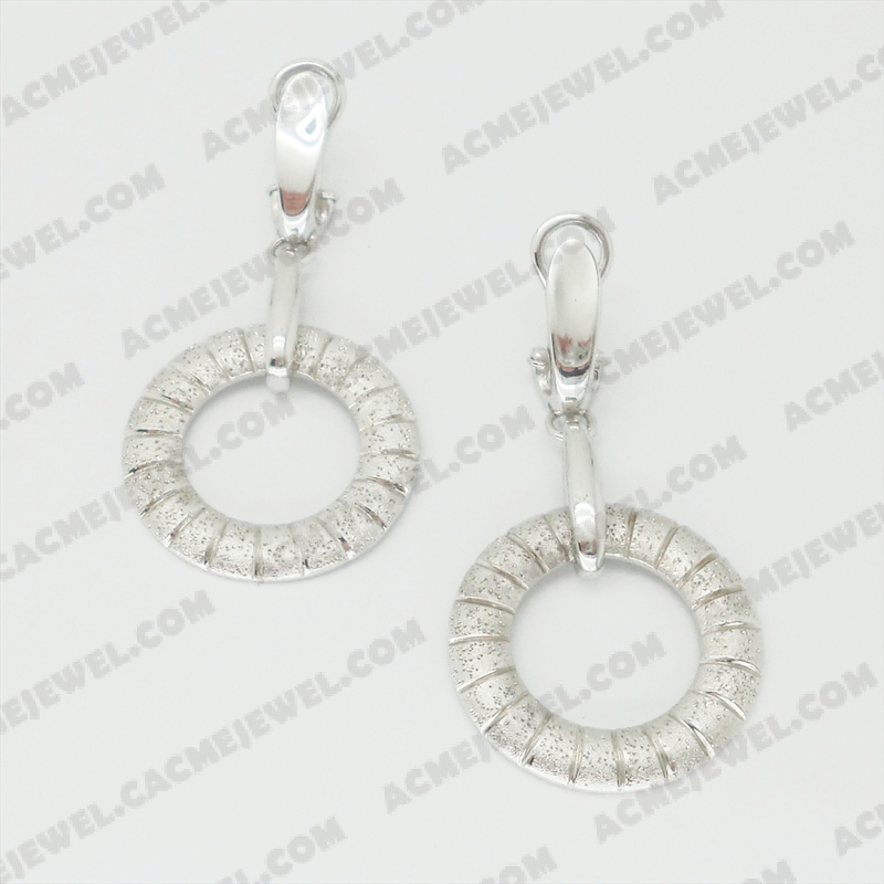 Earrings Silver sand / shiny / sparkling 3-Tone(Rhodium plating (sand fininshing )/Rhodium plating /Sparkling finishing)