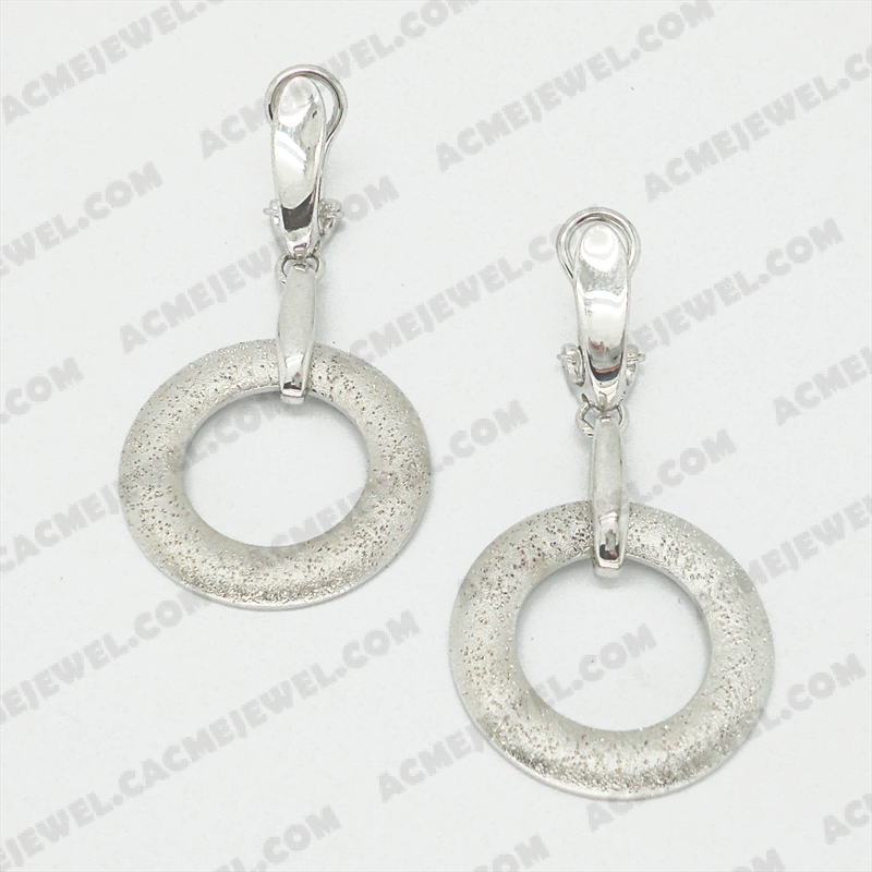 Earrings Silver sand / shiny / sparkling 3-Tone(Rhodium plating (sand fininshing )/Rhodium plating /Sparkling finishing)