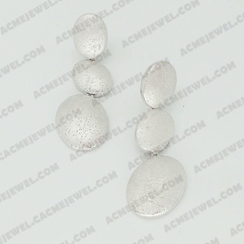 Earrings Brass matt / sparkling / shiny 3-Tone(Matt Rhodium Plating / Sparkling Finishing / Rhodium Plating)