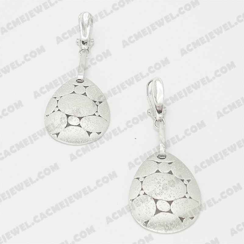 Earrings Brass matt / sparkling / shiny 3-Tone(Matt Rhodium Plating / Sparkling Finishing / Rhodium Plating)