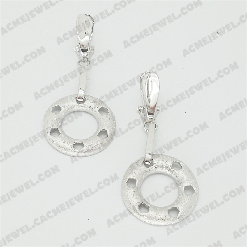 Earrings Brass matt / sparkling / shiny 3-Tone(Matt Rhodium Plating / Sparkling Finishing / Rhodium Plating)