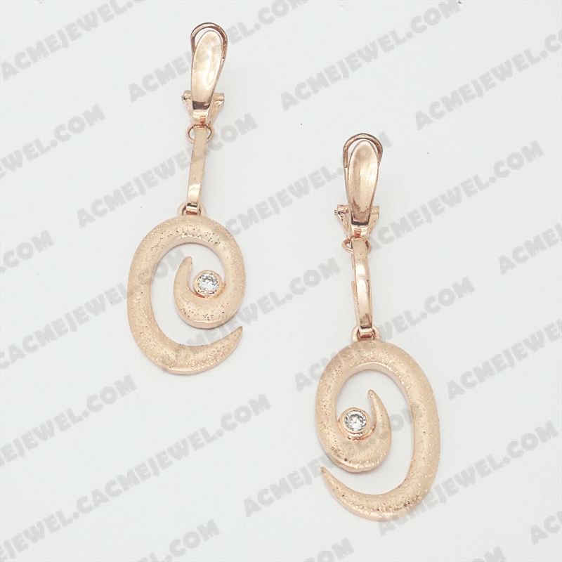 Earrings Brass matt / sparkling / shiny 3-Tone(Matt Rose Gold Plating / Sparkling Finishing / Rose Gold Plating)