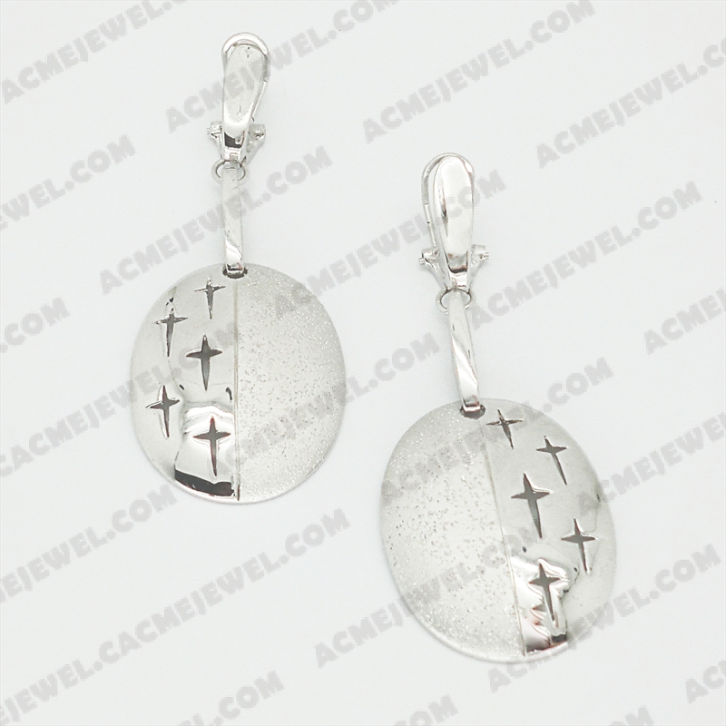 Earrings Brass shiny / matt / sparkling 3-Tone(Rhodium Plating / Matt Rhodium Plating / Sparkling Finishing)