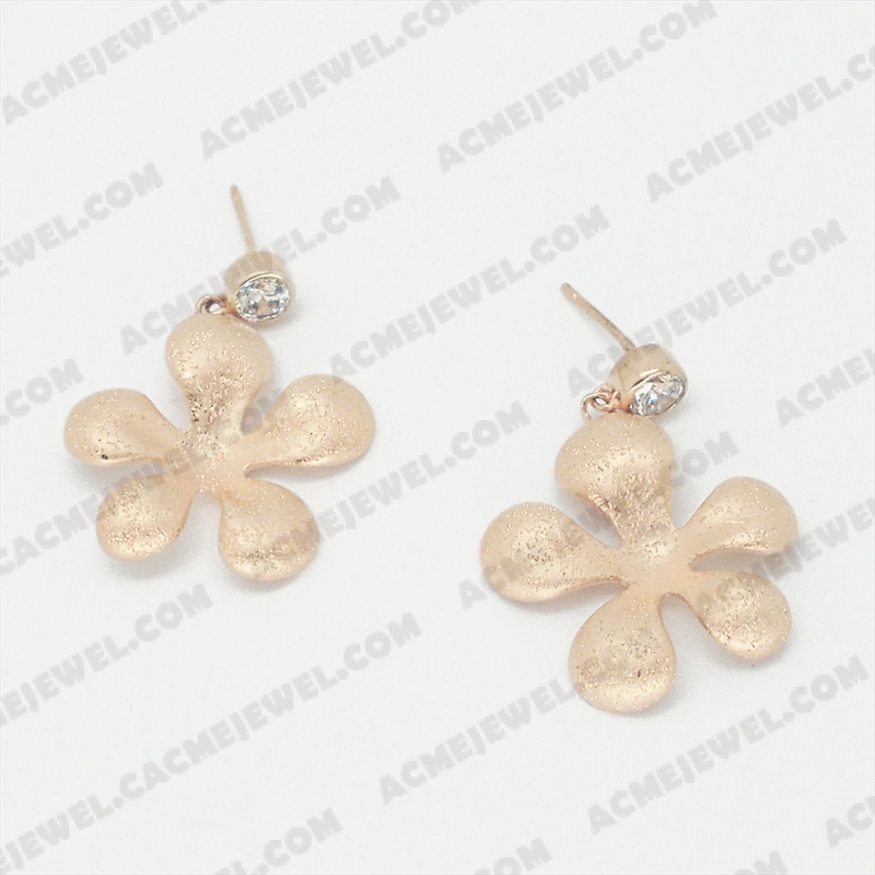 Earrings Brass shiny / matt / sparkling 3-Tone(Rose golde plating +Matt gold plating  +Sparkling finishing)