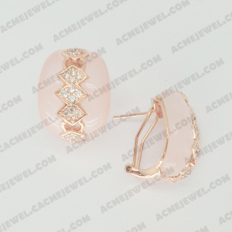 Earrings Brass shiny Rose Gold Plating