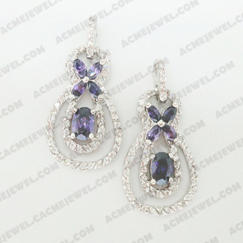 Earrings Brass shiny Rhodium Plating