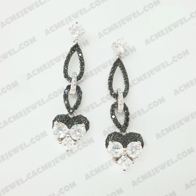 Earrings Brass shiny 2-Tone(Rhodium / Black Rhodium Plating)