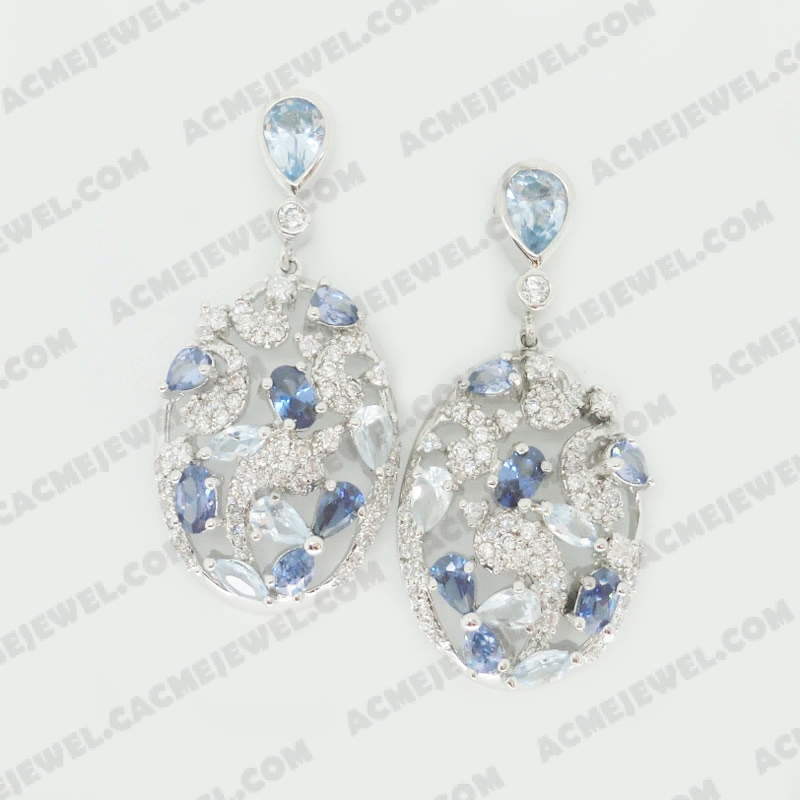 Earrings Brass shiny Rhodium plating