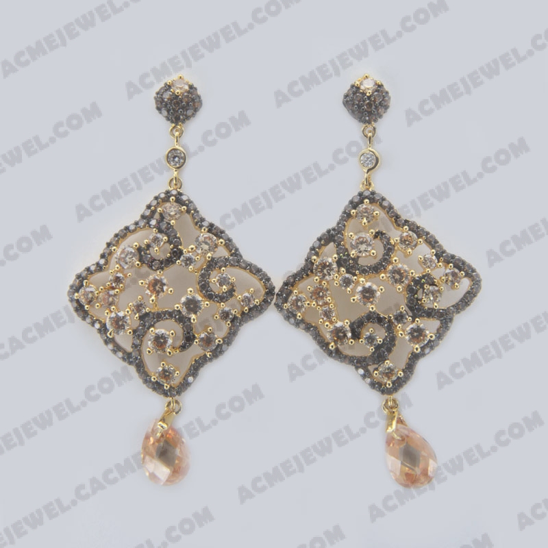 Earrings Brass shiny 2-Tone(Black Rhodium / Gold Plating)