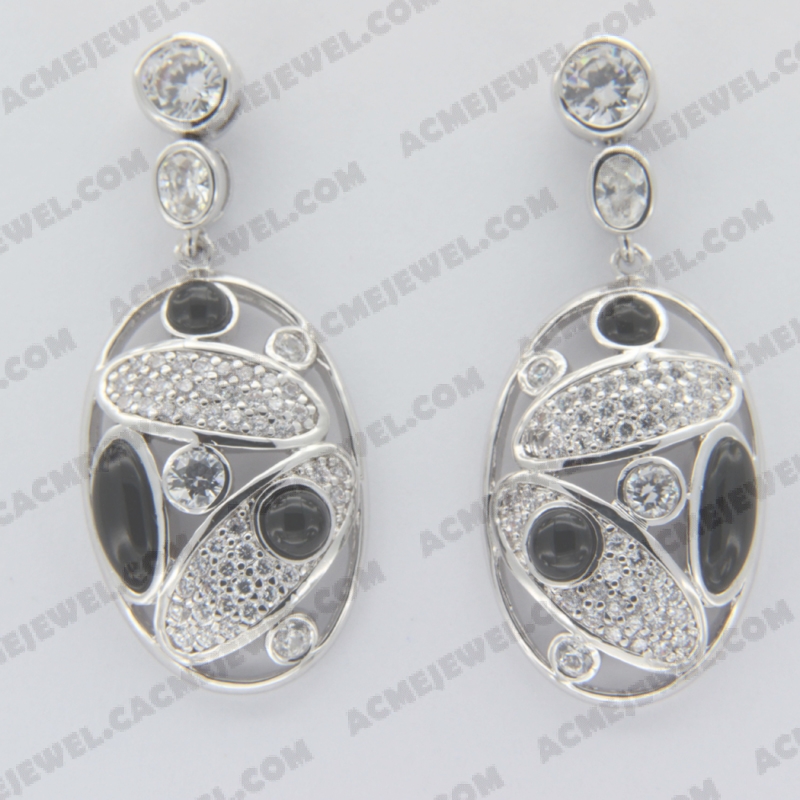 Earrings Brass shiny Rhodium Plating