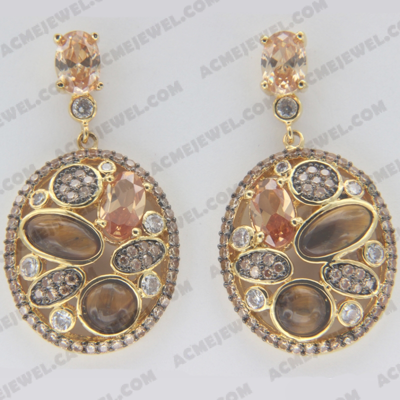 Earrings Brass shiny 2-Tone(Black Rhodium / Gold Plating)