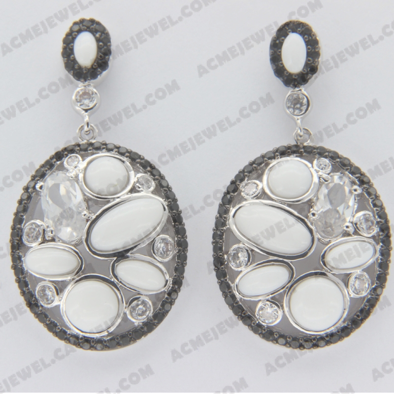 Earrings Brass shiny 2-Tone(Rhodium / Black Rhodium Plating)