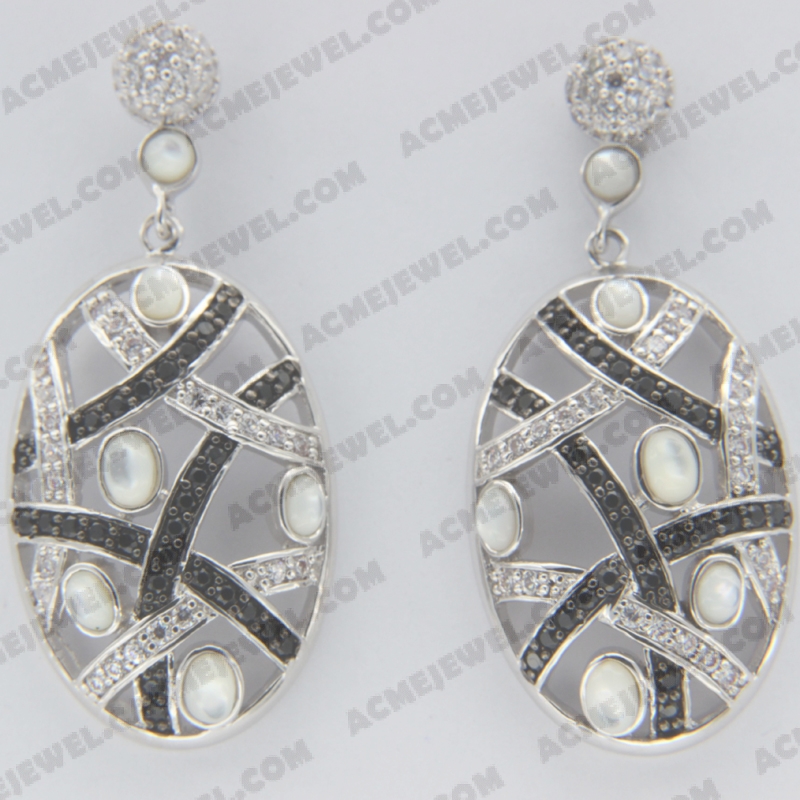 Earrings Brass shiny 2-Tone(Rhodium / Black Rhodium Plating)