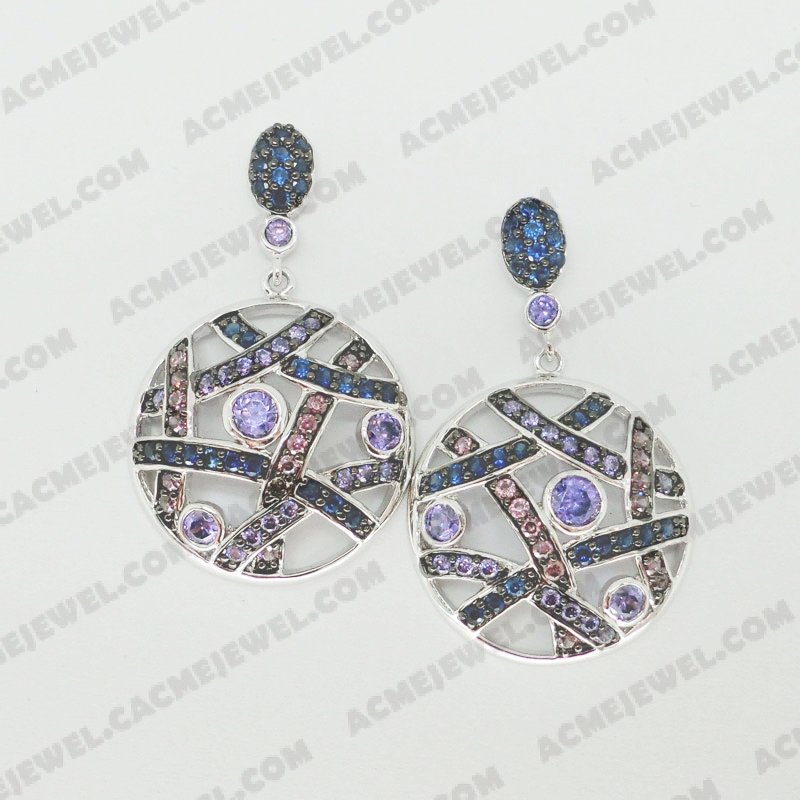 Earrings Brass shiny 2-Tone(Rhodium / Black Rhodium Plating)