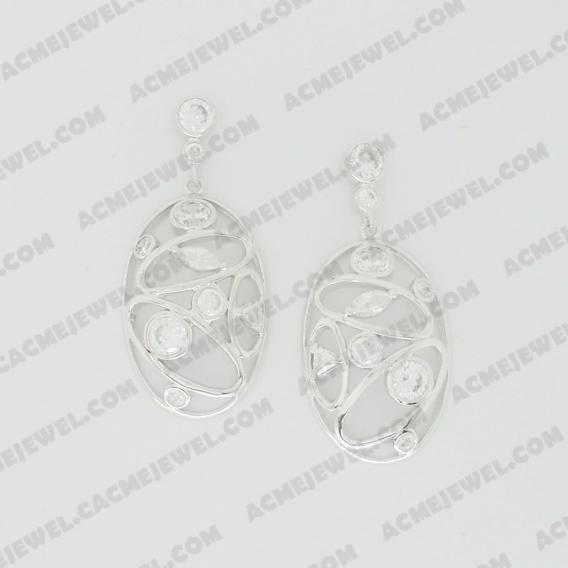 Earrings Brass shiny Rhodium Plating