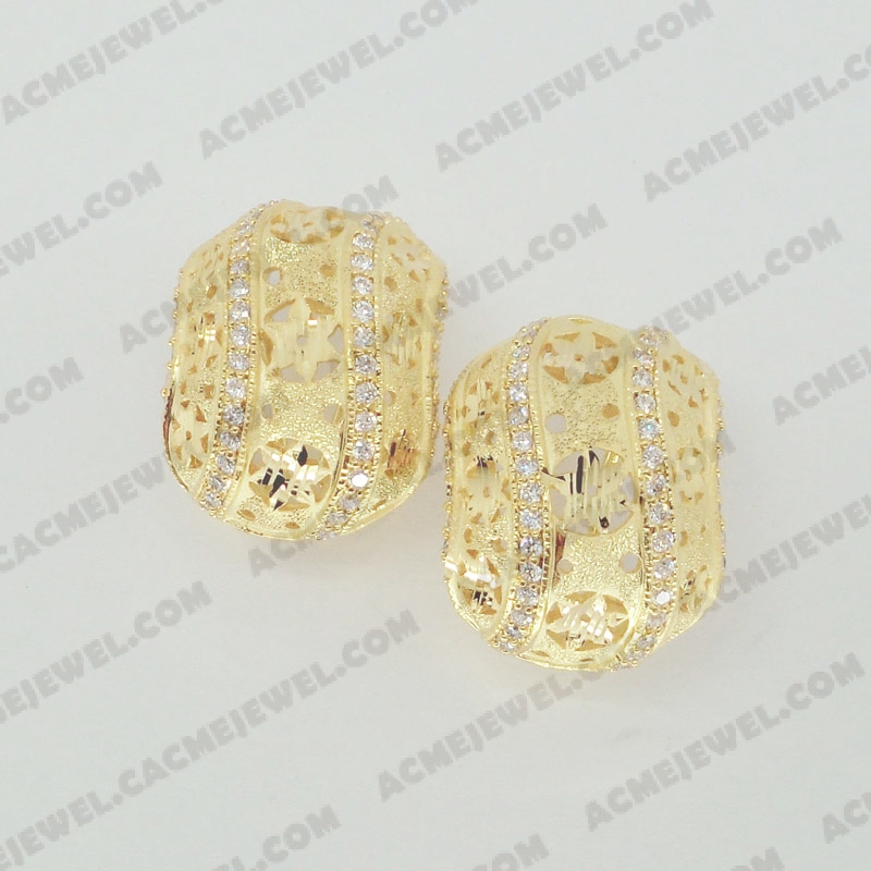 Earrings Brass Matt / Sparkling / Pattern Engraving / Shiny 4-Tone(Matt Gold Plating / Sparkling Finishing / Pattern Engraving / Gold Plating)
