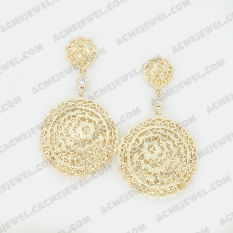 Earrings Brass sand / shiny 2-Tone(Gold Plating(Sand Finishing) / Gold Plating)