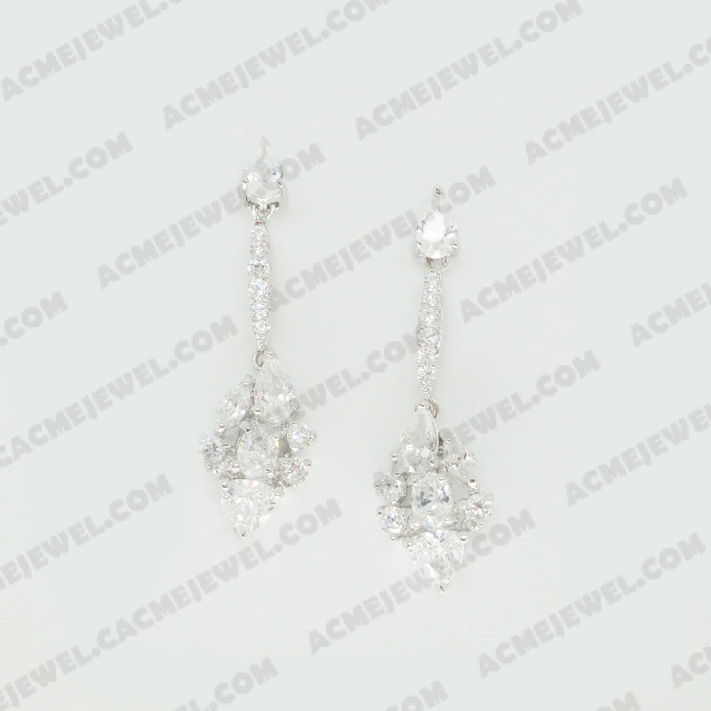 Earrings Brass shiny Rhodium Plating