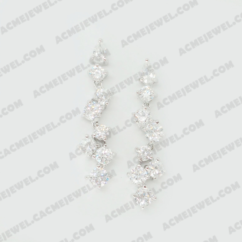 Earrings Brass shiny Rhodium Plating