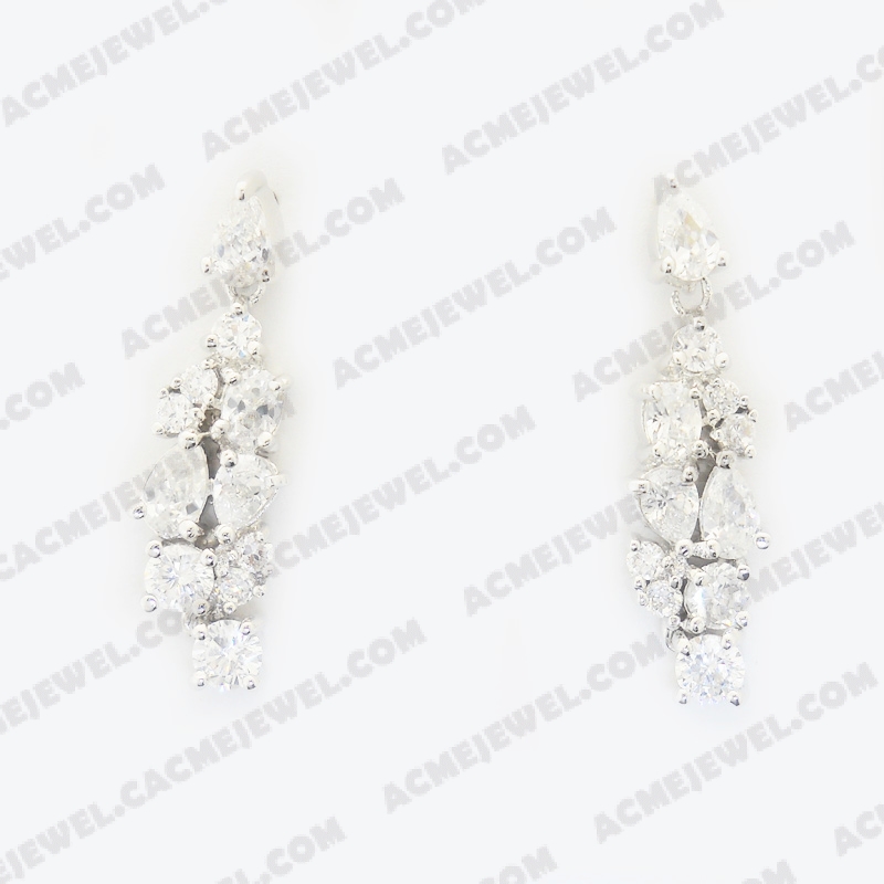 Earrings Brass shiny Rhodium Plating