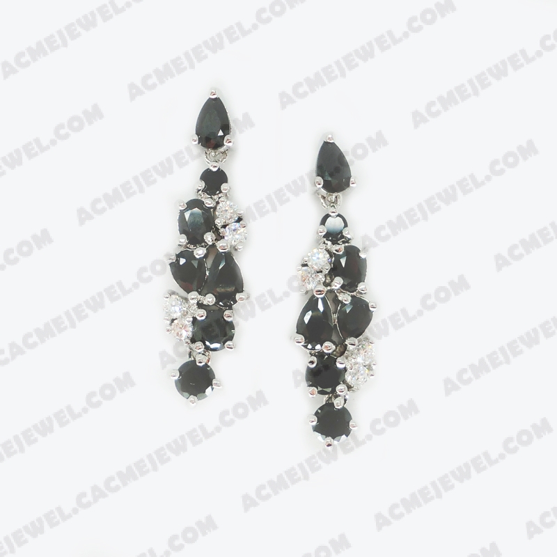 Earrings Brass shiny Rhodium plating 