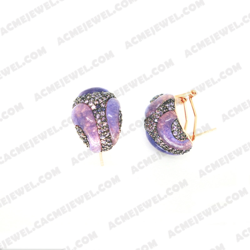 Earrings Brass shiny 2-Tone(Black Rhodium / Rose Gold Plating)