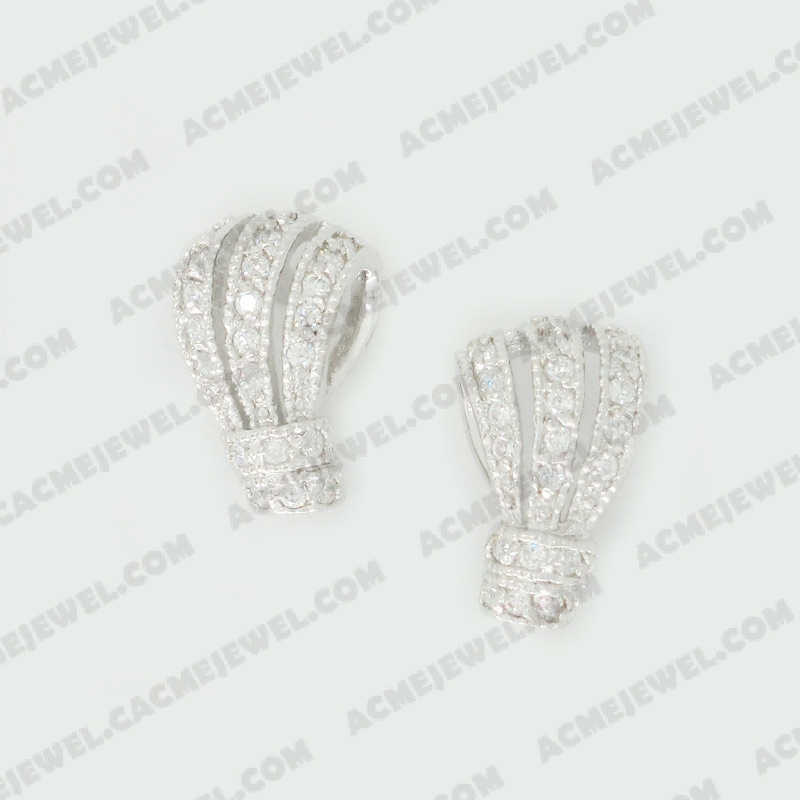 Earrings Brass shiny Rhodium Plating