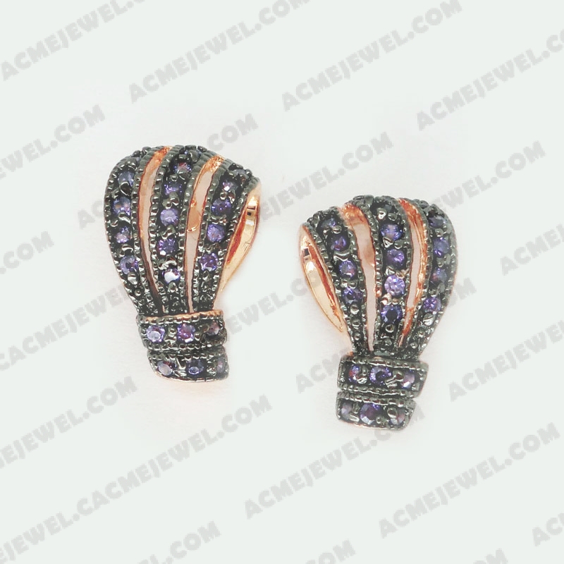 Earrings Brass shiny 2-Tone(Black Rhodium / Rose Gold Plating)