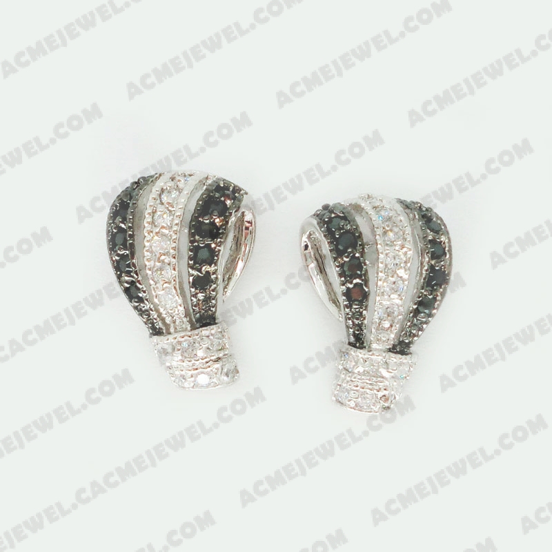 Earrings Brass shiny 2-Tone(Rhodium / Black Rhodium Plating)