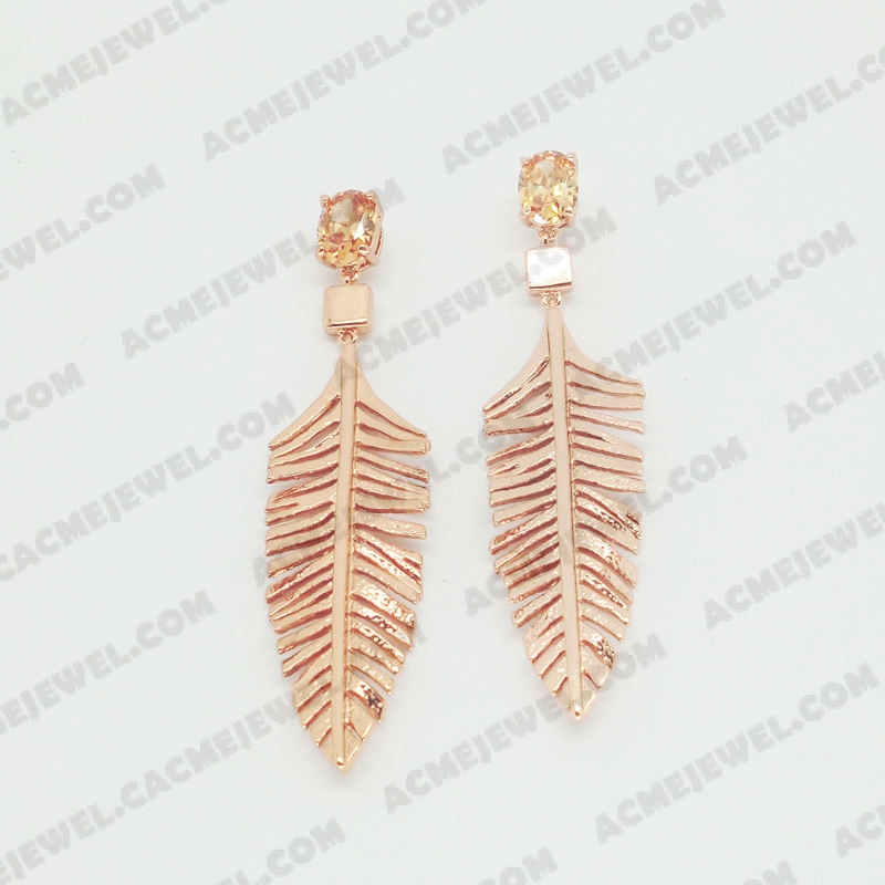 Earrings Brass shiny Rose Gold Plating