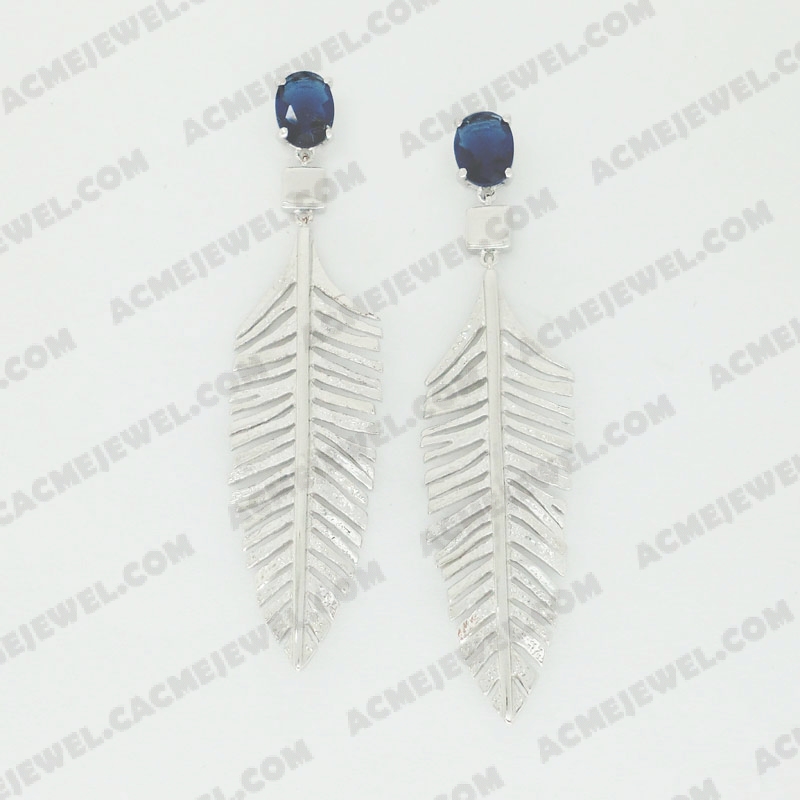 Earrings Brass shiny Rhodium Plating