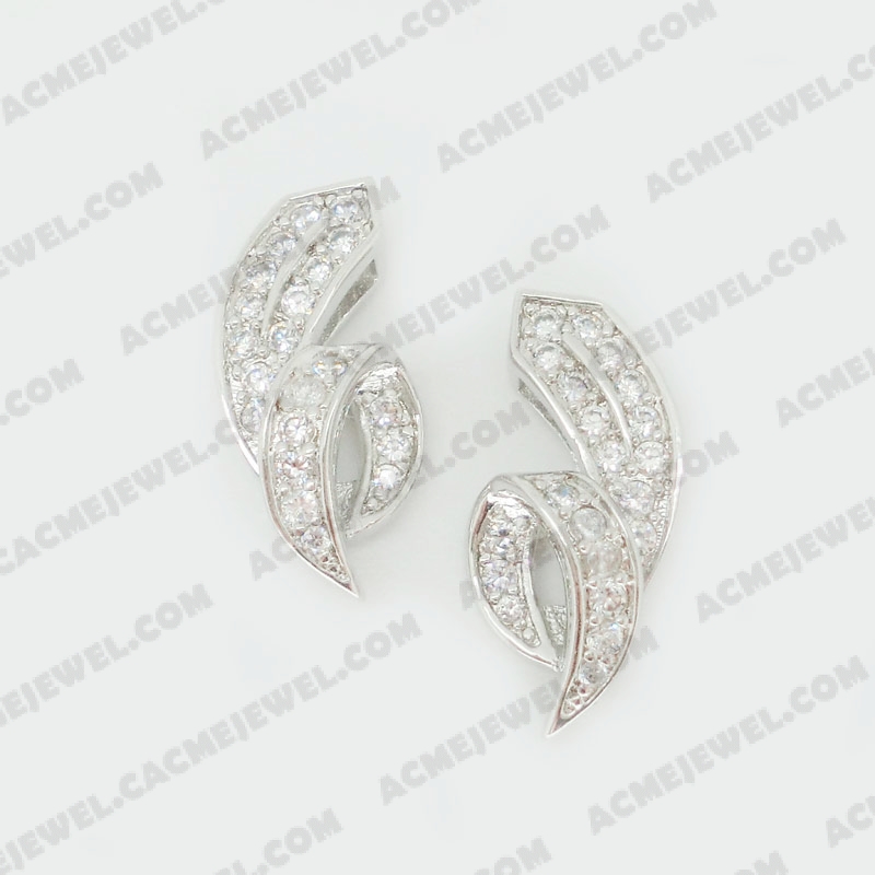 Earrings Brass shiny Rhodium Plating