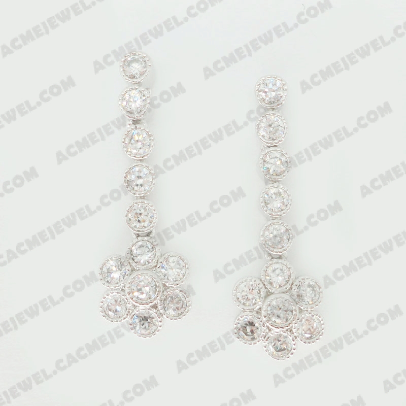 Earrings Brass shiny Rhodium Plating
