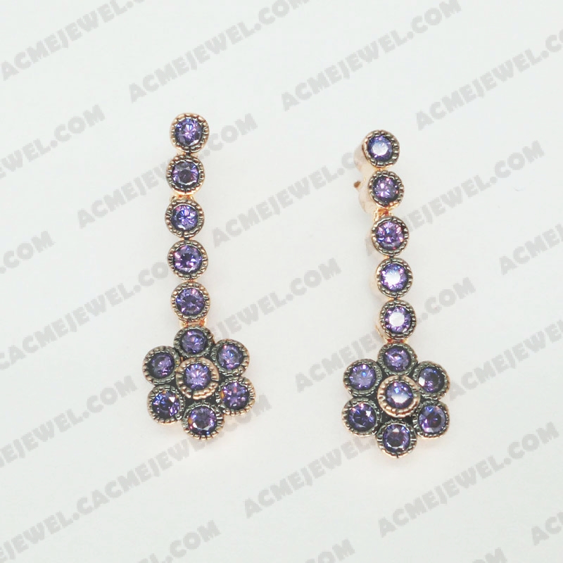 Earrings Brass shiny 2-Tone(Black Rhodium / Rose Gold Plating)