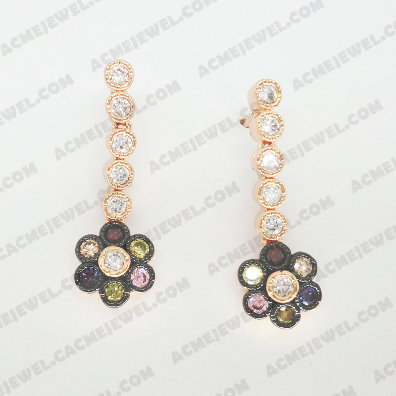 Earrings Brass shiny 2-Tone(Black Rhodium / Rose Gold Plating)