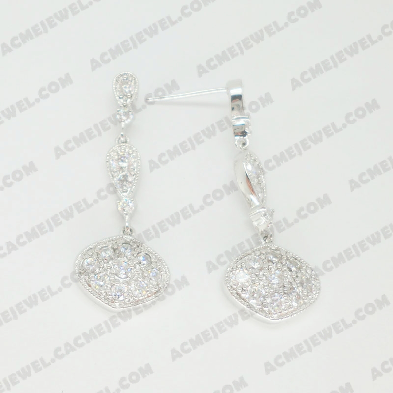 Earrings Brass shiny Rhodium Plating