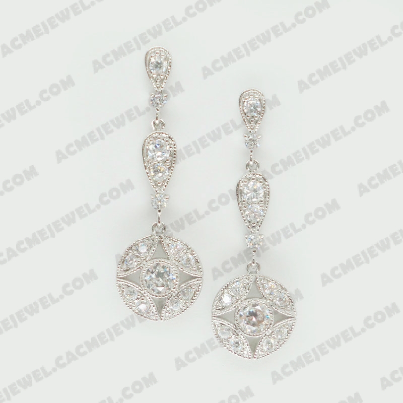 Earrings Brass shiny Rhodium Plating