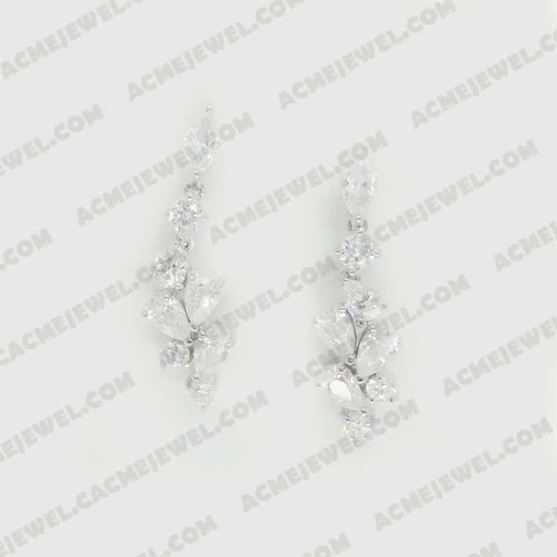 Earrings Brass shiny Rhodium Plating