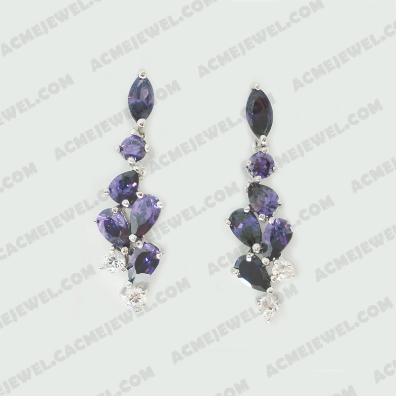 Earrings Brass shiny Rhodium Plating