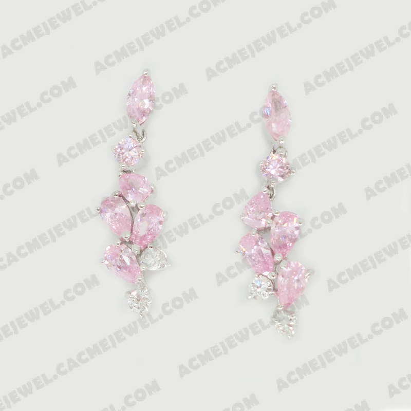 Earrings Brass shiny Rhodium plating