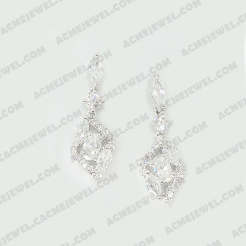 Earrings Brass shiny Rhodium Plating