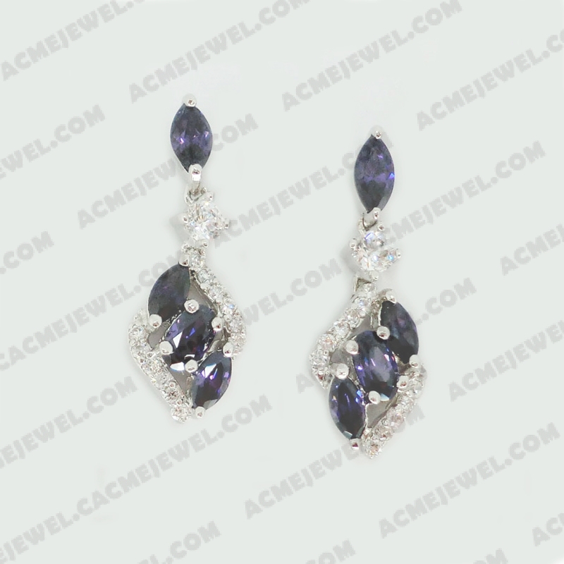 Earrings Brass shiny Rhodium Plating