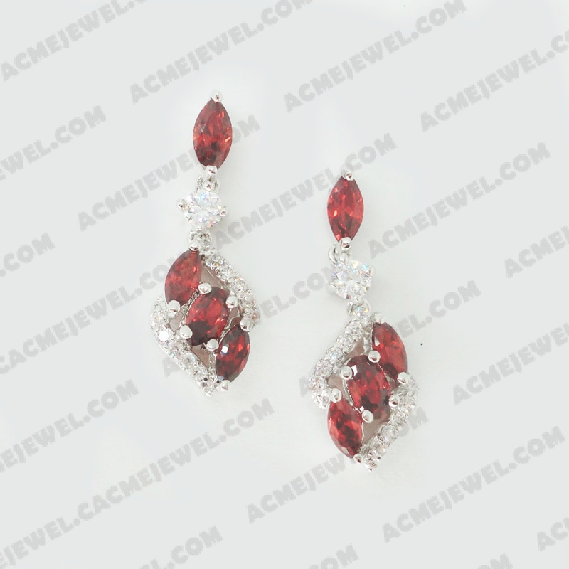 Earrings Brass shiny Rhodium plating