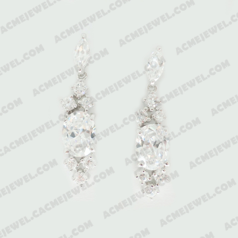 Earrings Brass shiny Rhodium Plating
