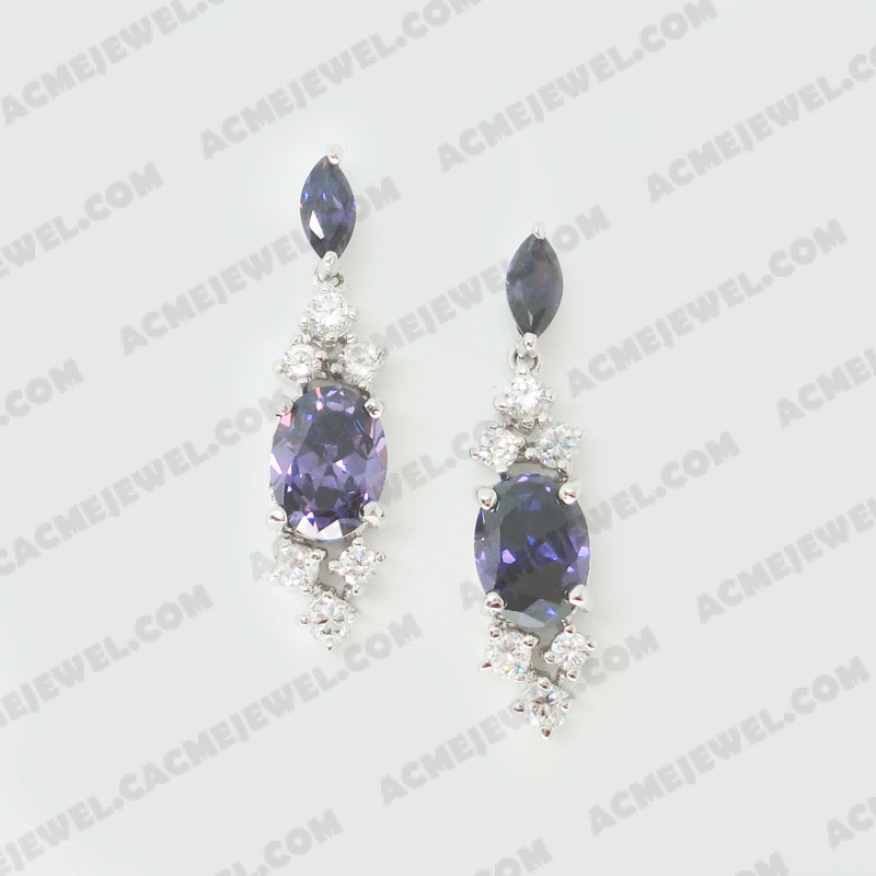 Earrings Brass shiny Rhodium Plating