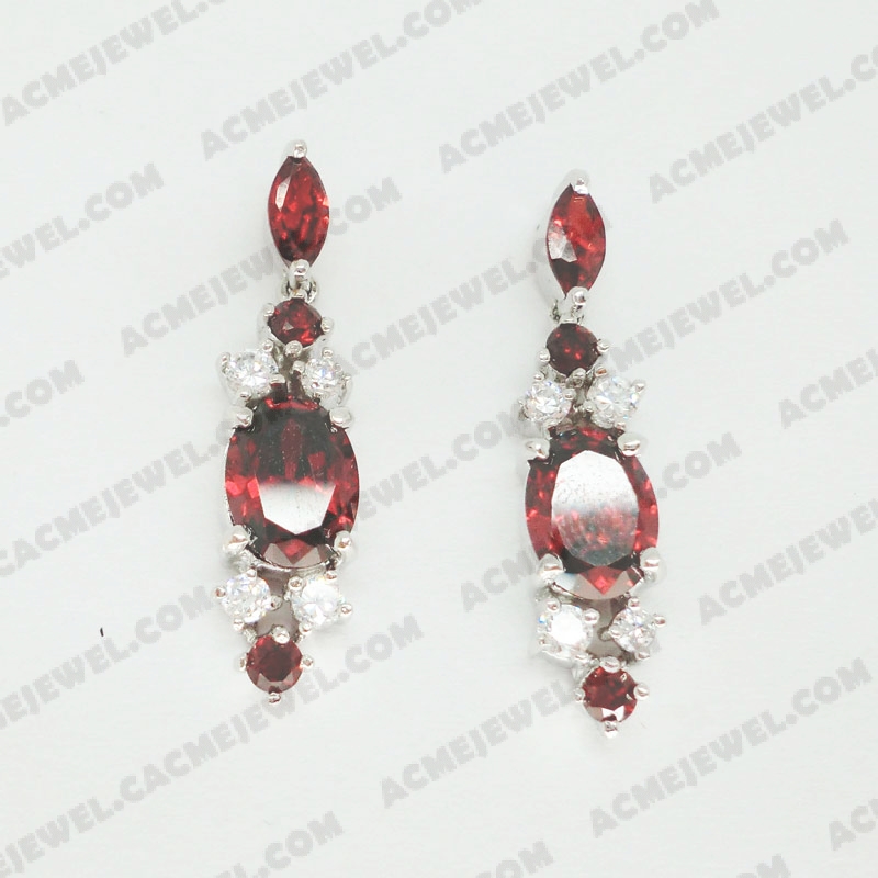 Earrings Brass shiny Rhodium plating