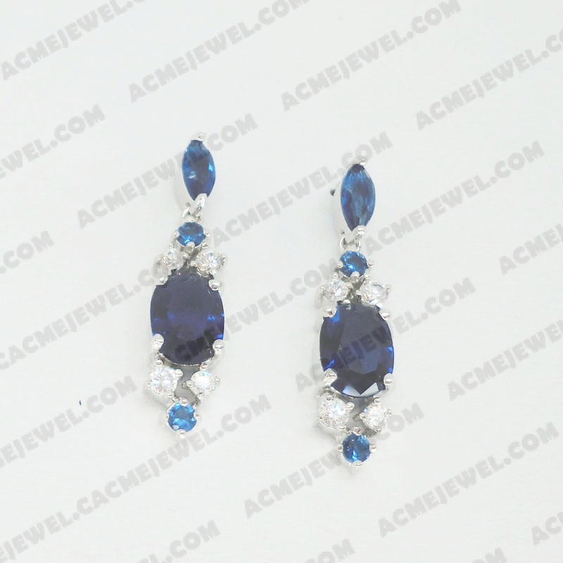Earrings Brass shiny Rhodium plating