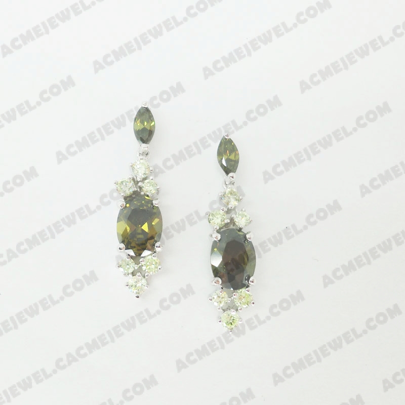 Earrings Brass shiny Rhodium Plating