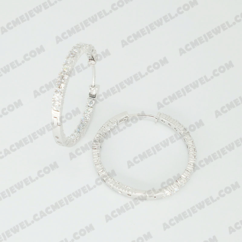 Earrings Brass shiny Rhodium Plating